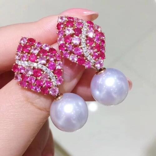 D417 Pearl Earrings Fine Jewelry 925 Sterling Silver Natural Round 9-10mm Fresh Water White Pearls Drop Dangle Earrings