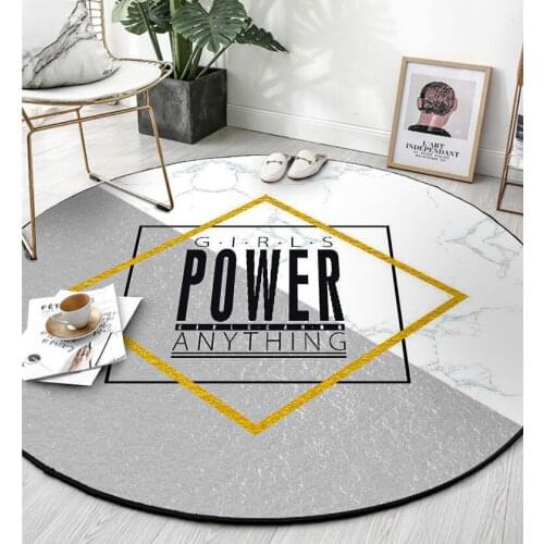 Modern Gold White Marble Round Living Room Bedroom Non-slip Mat CarpetCustom Size