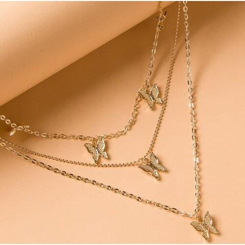 Trendy Butterfly Pendant Necklaces For Women Fashion Charm Multilayer Choker Necklace 2020 Bohemian Jewelry New