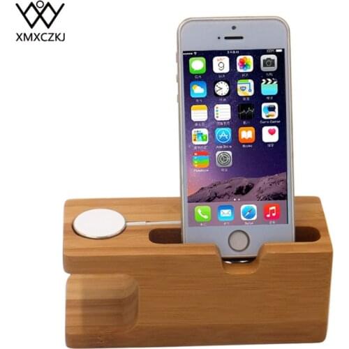 XMXCZKJ Wooden Charging Dock Station for Mobile Phone Holder Stand Bamboo Charger Stand Base For Apple Watch and For iphone