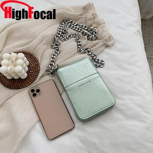 HIGFOCAL Fashion Mini Cellphone Wallet Bag Women PU Leather Travel Crossbody Bags Chain Shopping Phone Bag A65