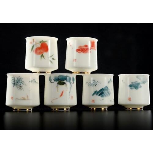 1pcs/3pcs China Ceramic Tea Cup White Porcelain Coffee Cups Pottery Personal Single Drinkware Wholesale Wine Mug Teacup For Home