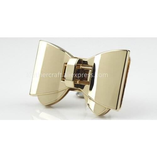 1pcs Metal Bowknot Turn Lock Twist Lock Clasp for Leather Craft Women Bag Purse Handbag Shoulder Bag Closure DIY Accessories