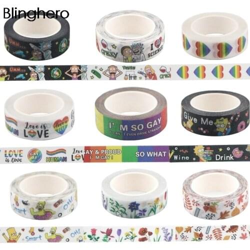 10pcs/lot BH1129 Blinghero 15mmX5m Flower Printing Matte surface Washi Tape Diy Masking Tape Cartoon Rainbow Stickers Stationery