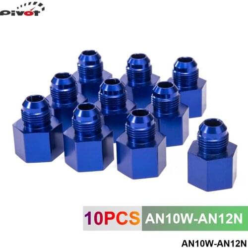 10pcs Blue 12AN Female to 10AN Male Flare Reducer Aluminum Oil/Fuel Fitting Adapter AN10W-AN12N