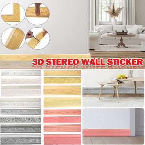 3D Foam Wall Edge Strip Stickers Self Adhesive Waterproof Baseboard Corner Waist Line Sticker Wallpaper Border Home Decorations