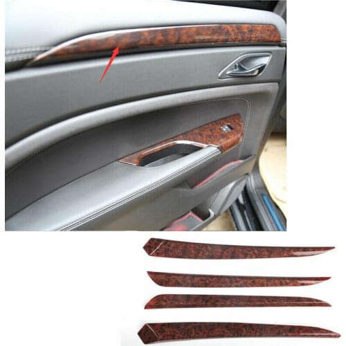 Fit For Cadillac SRX 2010-2015 4pcs Inner Door Panel Strip Trim 4PCS ABS Wood Grain