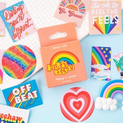 46Pcs/Box Kawaii Colorful Stickers Set Scrapbooking Diary Planner Decorative Stationery Sticker School Collage Material Supplies