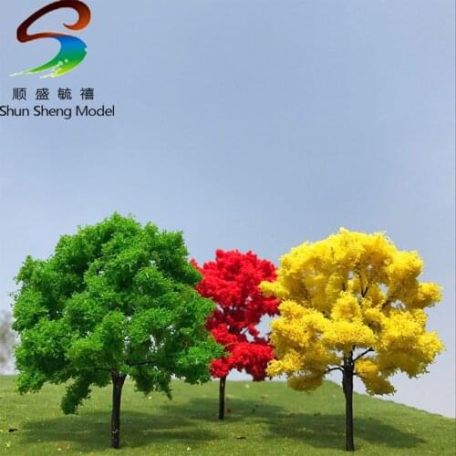 9pcs 8cms Mini Wire Tree Scale Painted Each Colors 3pcs Architectural Model Tree color for layout design