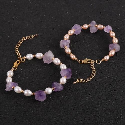 2020 Korean Fashion Natural Freshwater Pearls and Crystal Bracelets For Women Girls Gold Color Chain BOHO Natural Stone Jewelry