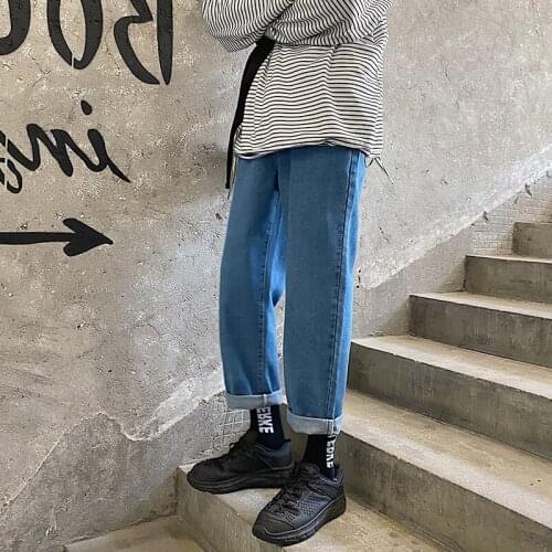 Men Streetwear Blue Jeans 2021 Women Black Jeans Korean Fashions Harem Pants Male Denim Pants OverSize Korean Casual Joggers