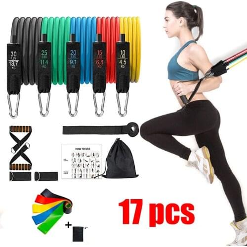 17 Pcs Latex Resistance Bands Crossfit Training Exercise Yoga Tubes gym Pull Rope Rubber Expander Elastic Bands Fitness Bag