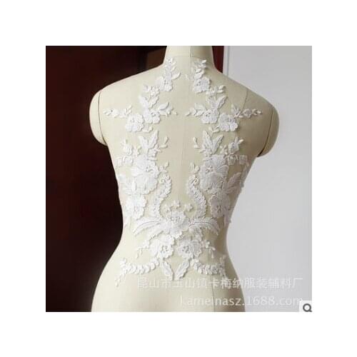 Elegant White Large Flower Lace Applique Embroidered Sewing Wedding Dress Patch
