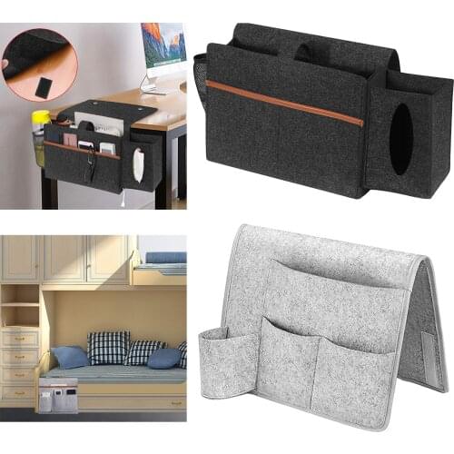 Felt Bedside Storage Bag Pouch Bed Desk Bag Sofa TV Remote Control Hanging Caddy Organizer