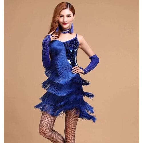 Jian Peng women Female adult Latin fringed skirt dance stage costume sequins stage costume Square Dance Costume