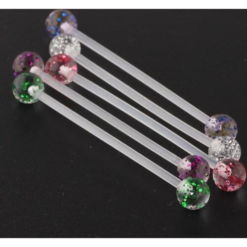 JUNLOWPY 14g Bioflex Acrylic UV Industrial Barbell Earring Pregnancy Navel Belly Button Ring Ear Body Piercing Jewelry 5 colors
