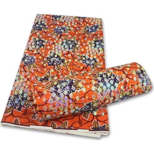 SJ Lace 2021 New Design Ankara Real African Wax Sequins Lace Fabric Embroidery Bridal Nigerian Ankara Wax Fabric Lace Dress 1-88