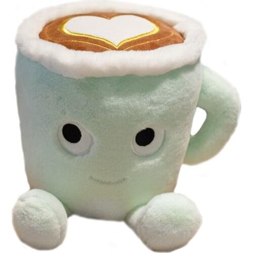 Cute matcha latte coffee pillow plush toy simulation rabbit fur stuffed girl creative birthday gift home decor holiday gift