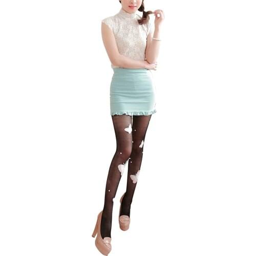 Fashion Women Mesh Stockings Long Trousers Embroidery Butterfly Pearl Socks Perspective Sweet Girl Mesh Stockings Stockings