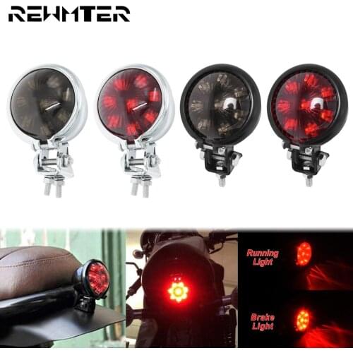 Motorcycle Universal Red LED Cafe Racer Brake Taillight Rear Stop Lamp Tail Light 4 Types For Harley Softail XL Bobber Chopper