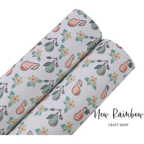 New Rainbow 30x22CM Pears & Flowers Nice For Autumn Projects, Faux Leatherette A4 Sheets For Cricut, Hair Bows, Earrings, DIY
