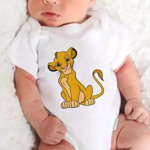 Newborn Clothes Simba Lion King Print Baby Girl Boy Romper Short Sleeve O Neck Loose Infant Jumpsuit Harajuku Toddler Bodysuits