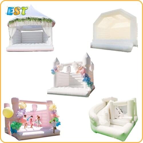 Wholesale Inflatable Bounce House Party Jumping High Quality White Pink Bouncy Castle Funny For Inside Or Outdoor Wedding