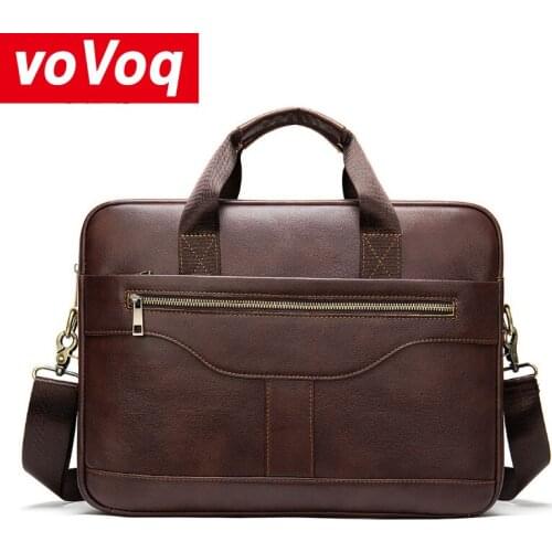 Hot Genuine Leather Laptop Bag 13.3 15.6 17.3 Inch Notebook Bag for Macbook Air Pro 13 15 Computer Shoulder Handbag Business Bag