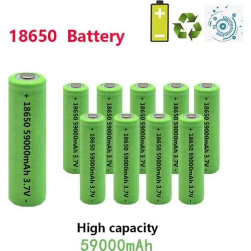 Droppshipping 1-10PCS 59000mAh 18650 3.7V High-capacity Lithium Ion Rechargeable Battery for Headlight Flashlight Charging