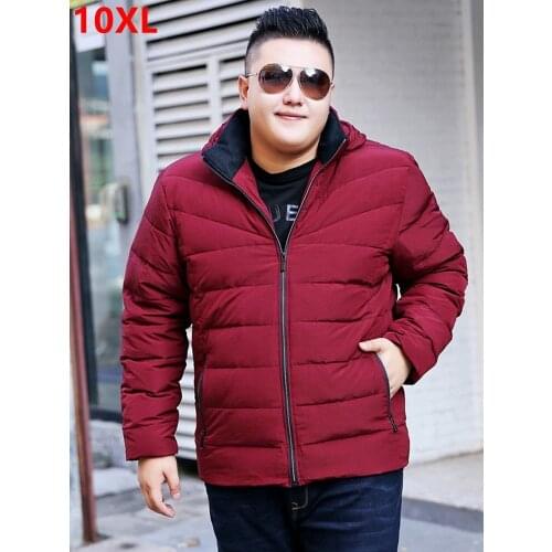 Winter red loose detachable cap Mens thick coat tide Big size down jacket 7XL 8XL 9XL 10XL