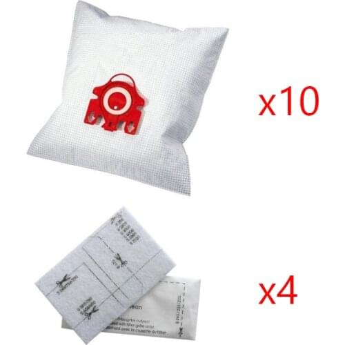 10Pcs/Lot Vacuum Cleaner DUST BAGS For MIELE FJM C1 & C2 Synthetic Type Hoover + 4 pcs FILTERS