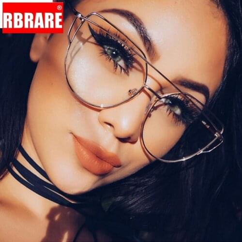 RBRARE New Cat Eye Glasses For Women Glasses Men Optical Lens Glasses Metal Frame Sunglasses Female Vintage Transparent Glasses