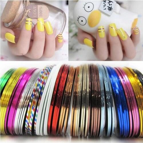 37colors Metallic Yarn Line Rolls Striping Tape Nail Stickers Decoration,500pcs/lot Mix Design DIY Nail Art Beauty Tools