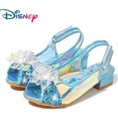 Disney Frozen Elsa Girl Sandals With Sequins Childrens Summer Shoes With PU Kid Single Shoes Sandalia Garden Shoes Crystal shoe