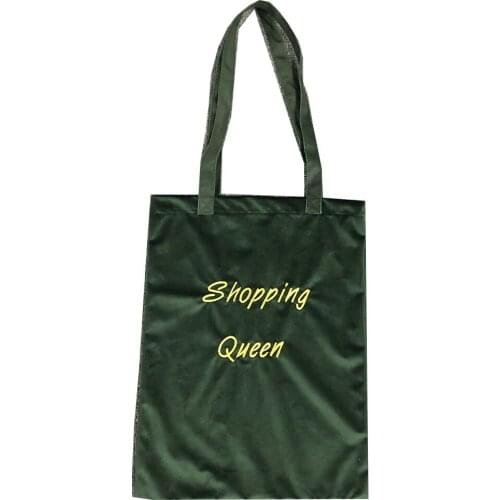 New Design Embroidery Shopping Bag Green Handbag