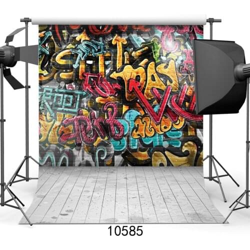 Vinyl Background for Photography Graffit Wall Wooden Floor Computer Printed Photo Backdrops Photocall for Weddings Children Baby