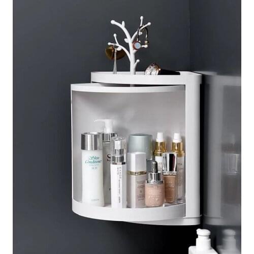 Bathroom rotating triangle rack / Suction wall dust proof storage cabinet / Kitchen bathroom corner corner makeup storage rack