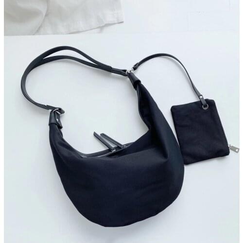 High Quality Canvas Cotton Zipper Womens Bag Korean Style Middle Handbags Large Capacity Female Shoulder Bag Whole Sale