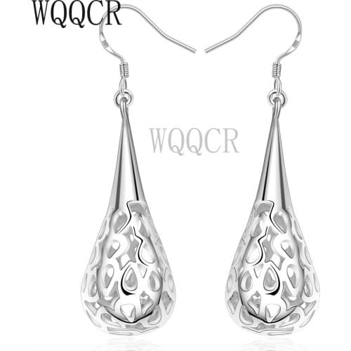WQQCR New Ladies Wedding Jewelry Long Section 925 Silver Color Drop Earrings Ladies Exquisite Fashion Jewelry Earrings Gift