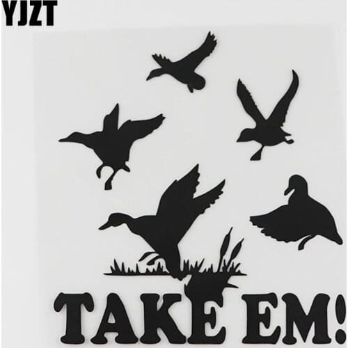 YJZT 10.7CMX11.9CM Decal Take Em Animal Waterfowl Duck Vinyl Car Sticker Black/Silver 8C-0018