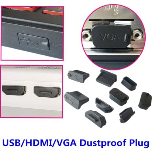 Protective USB HDMI VGA Port Cover Anti-Dust Black PVC Rubber Waterproof Plug For Computer Host Notebook