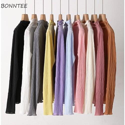 T-Shirts Women Various Colors Loose Elegant Sun-proof Solid Harajuku All-match Simple Trendy Soft Popular Korean Style Preppy