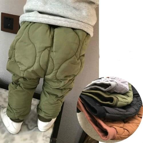 Winter 1-3 Years Old Thick Outside Wearing Down Cotton Harlan Pants For Boy And Girl