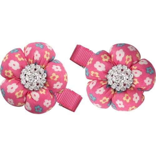 New Design 1 Pair Cute Beautiful Dot Flower Hairpins With Diamond Girls Headwear Children Mini Hair Clips Hair Accessories