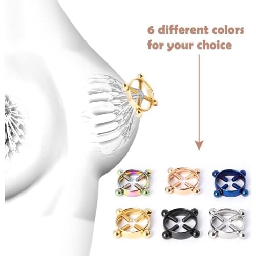2Pcs Screw Nipple Clamps Sexy Piercings for Women Stainless Steel Fake Nipple Piercing Jewelry Non Piercing Nipple Ring Shield