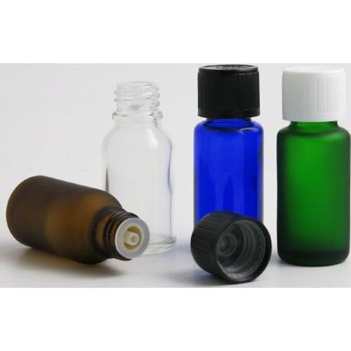 360 x 15ml Essential Oil Travel Green Clear Brown Blue Glass Bottle With Plastic Cap For Liquid Reagent Pipette Bottle Cosmetic