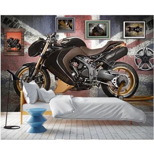 3d wallpaper High-end custom photo any size mural Retro nostalgic motorcycle brick wall 3d wall murals wallpaper for living room
