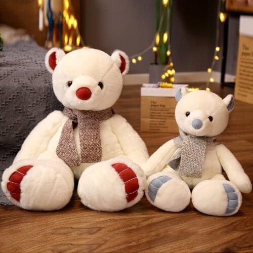 45-60cm Polar Bear With Scarf Plush Toy Soft Cartoon Animal Cute Teddy Bear Stuffed Doll Cushion Kids Christmas Gift