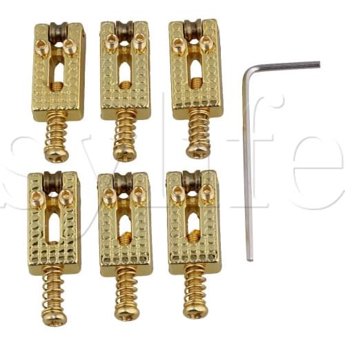 6 Piece Golden Electric Ball Guitar Bridge with Wrenches Guitar Parts