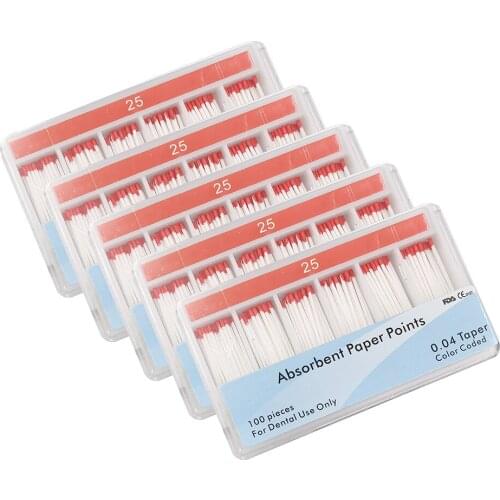 5box 0.04Taper Dental Absorbent Paper Points 25# Red Root Canal Absorbent Paper Absorption Cotton Dental Endodontic Material